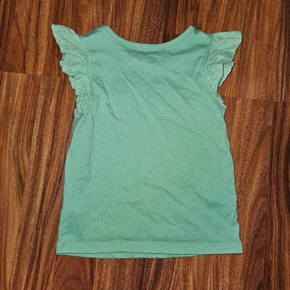 6 for $25🎃 Garanimals Green Flutter Sleeve Top W/ Embroidery Eyelet Details 3T - Picture 5 of 5
